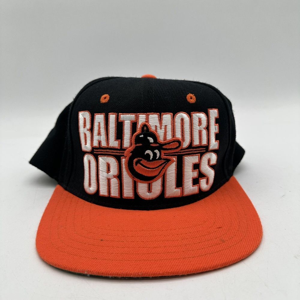 Vtg Baltimore Orioles Hat Snap Back American Needle Wool Blend Spellout Two Tone